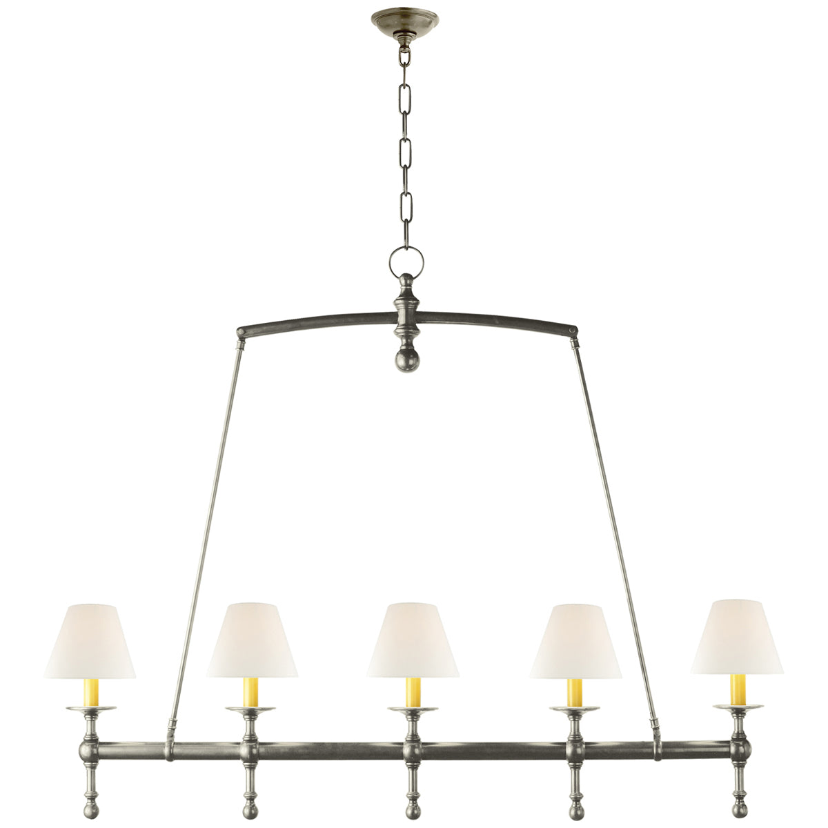 Visual Comfort Classic Linear Chandelier with Linen Shades