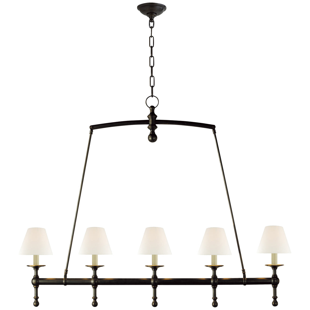 Visual Comfort Classic Linear Chandelier with Linen Shades