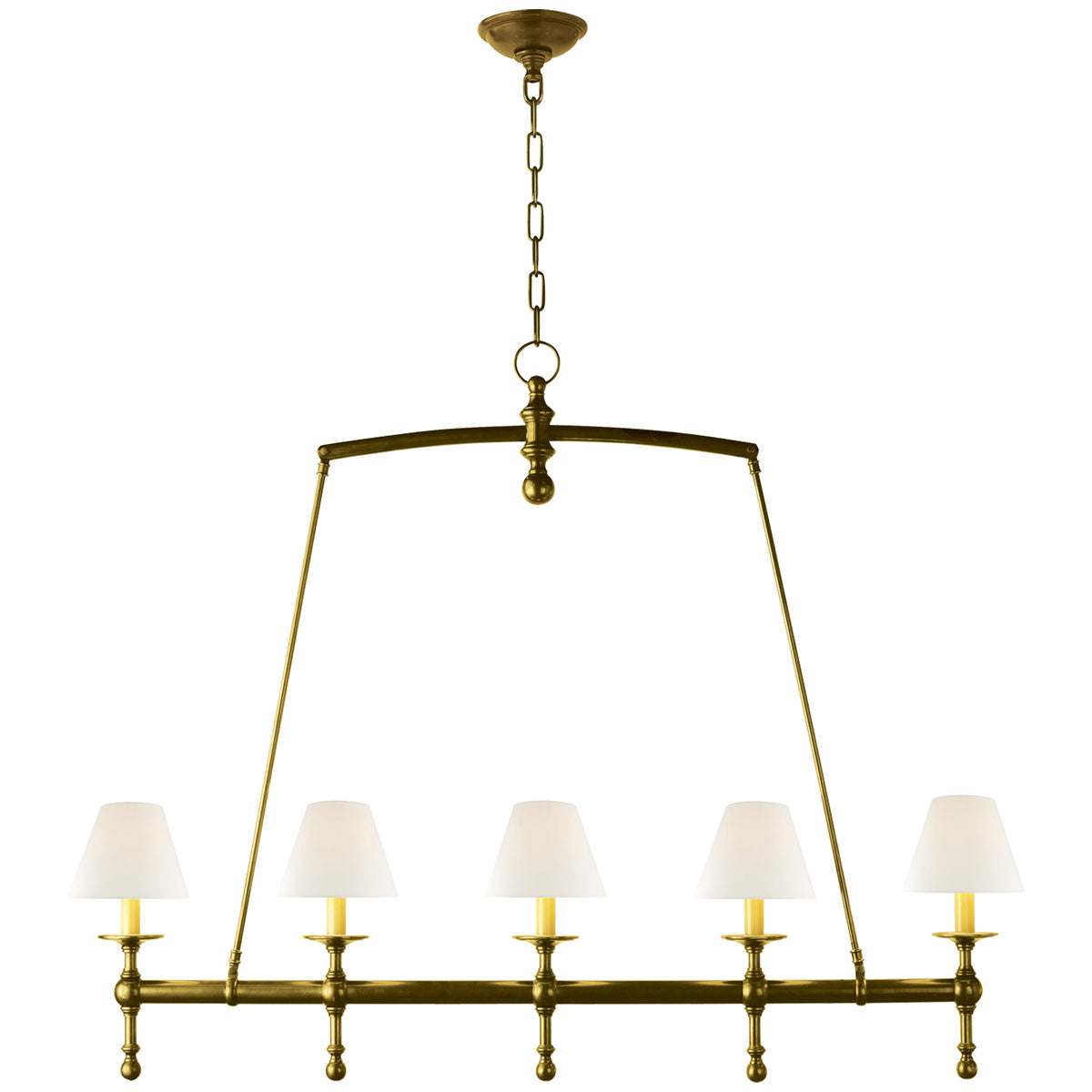 Visual Comfort Classic Linear Chandelier with Linen Shades