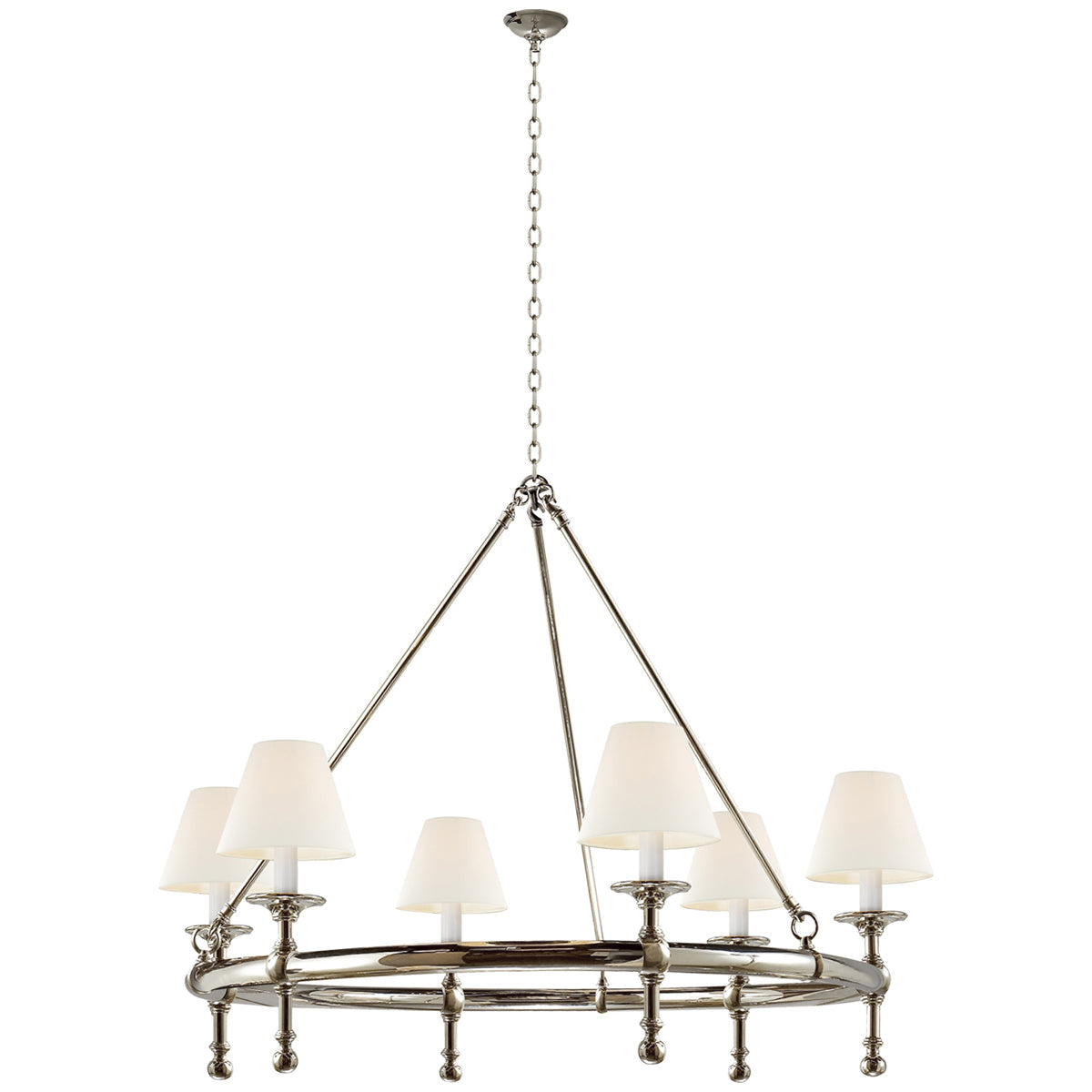 Visual Comfort Classic Ring Chandelier with Linen Shades