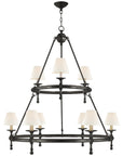 Visual Comfort Classic 2-Tier Ring Chandelier with Linen Shades