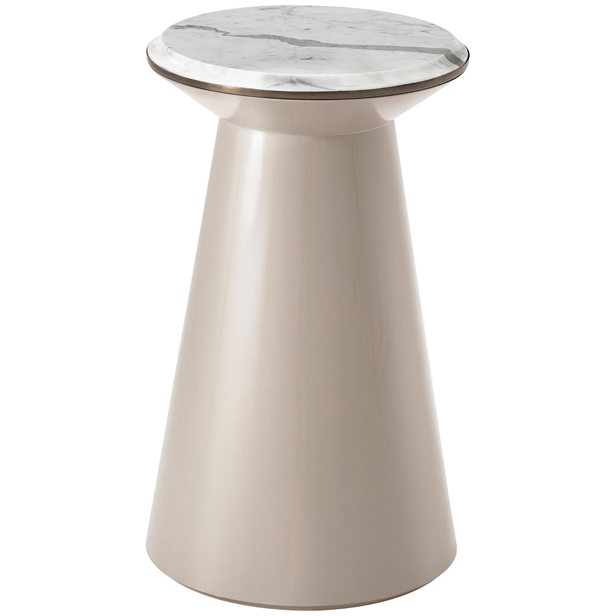 Theodore Alexander Contour Small Side Table in Pure Pearl