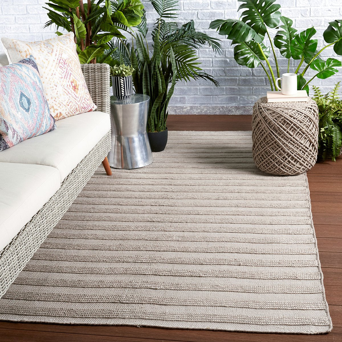 Jaipur Santa Barbara Miradero Stripes Textured Light Gray SNB02 Rug