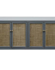 Worlds Away 4-Door Cane Cabinet with Brass Hardware