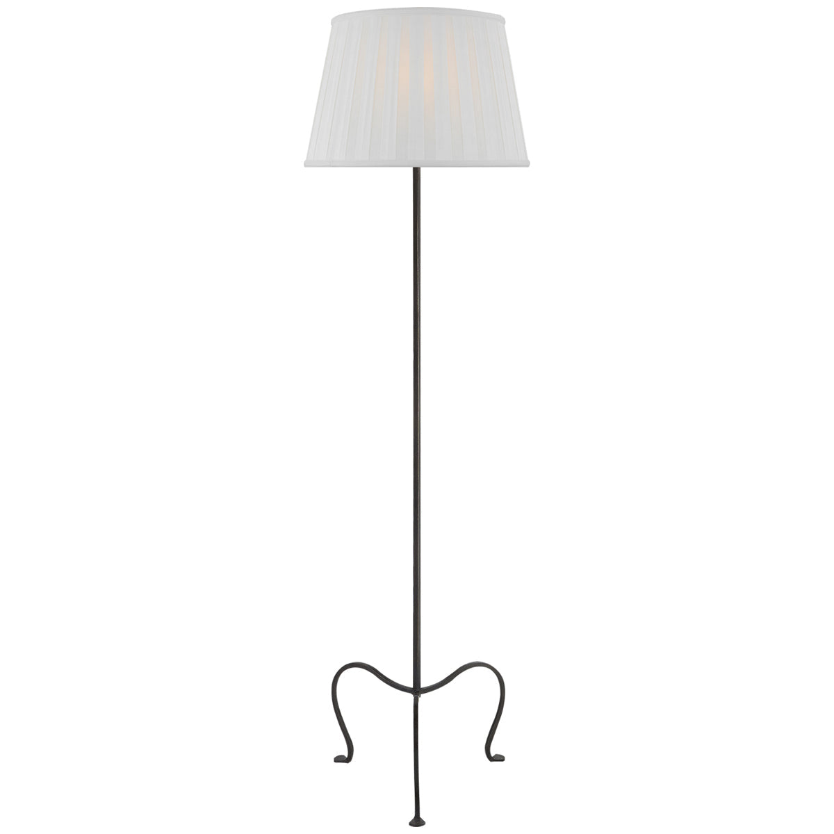 Visual Comfort Albert Petite Tri-Leg Floor Lamp, Silk Box Pleat Shade