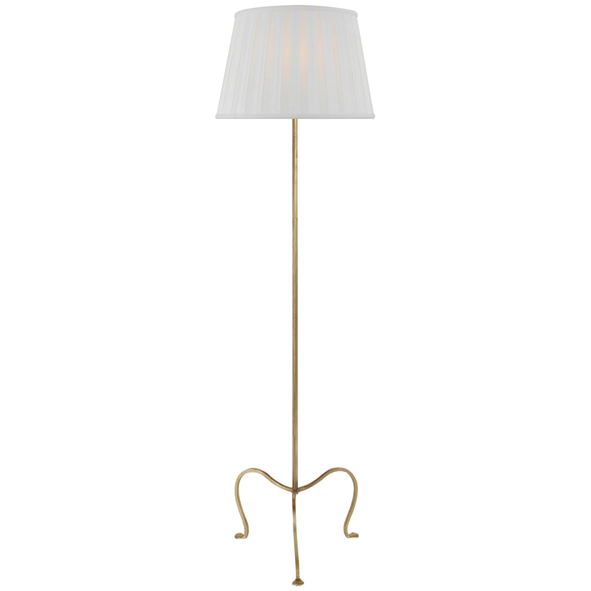 Visual Comfort Albert Petite Tri-Leg Floor Lamp, Silk Box Pleat Shade