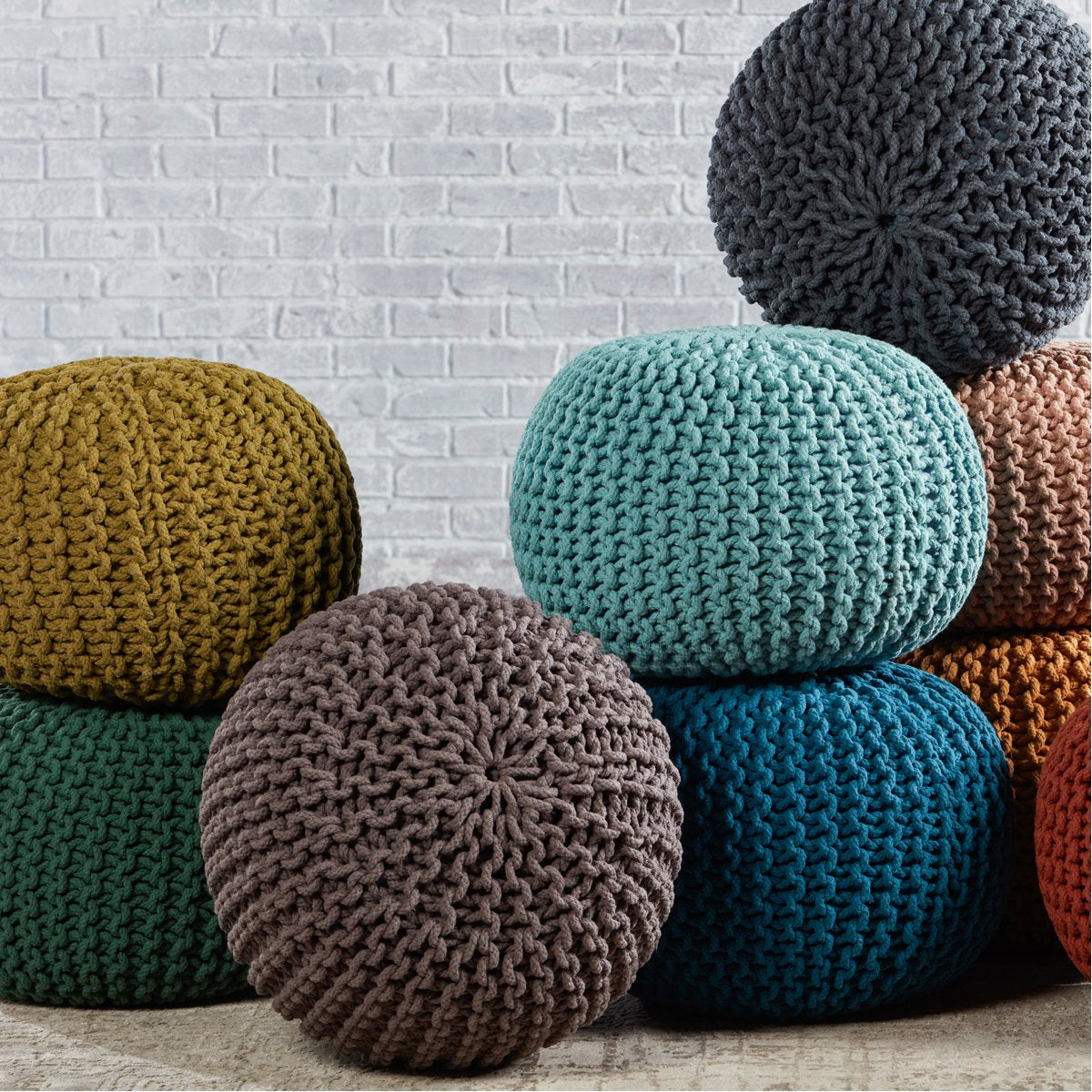 Jaipur Spectrum Textured Solid Green STP07 Round Pouf