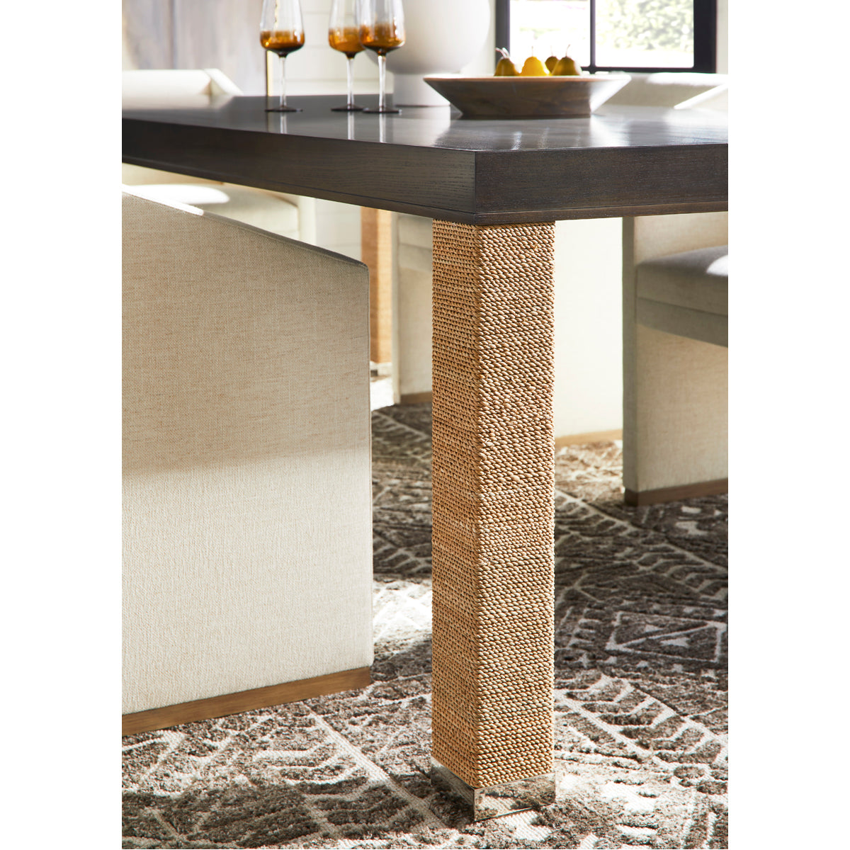 Vanguard Furniture Woven Dining Table with Lampakanay Leg