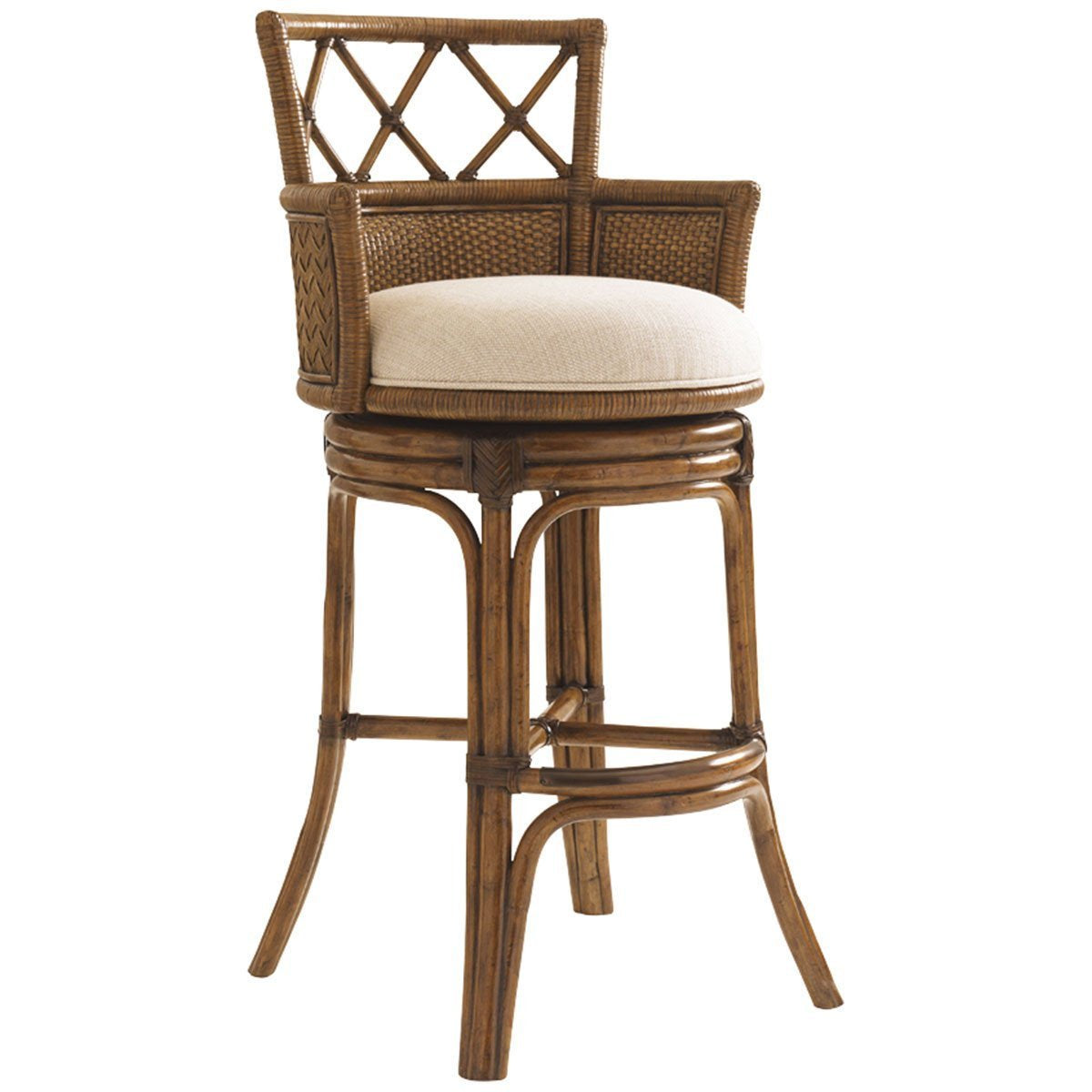 Tommy Bahama Bali Hai Medium Brown Kamala Bay Swivel Bar Stool