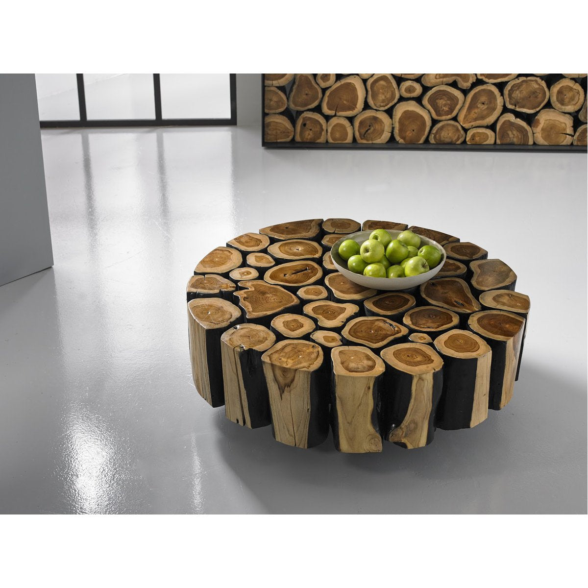 Phillips Collection Boscage Round Coffee Table on Black Metal Legs