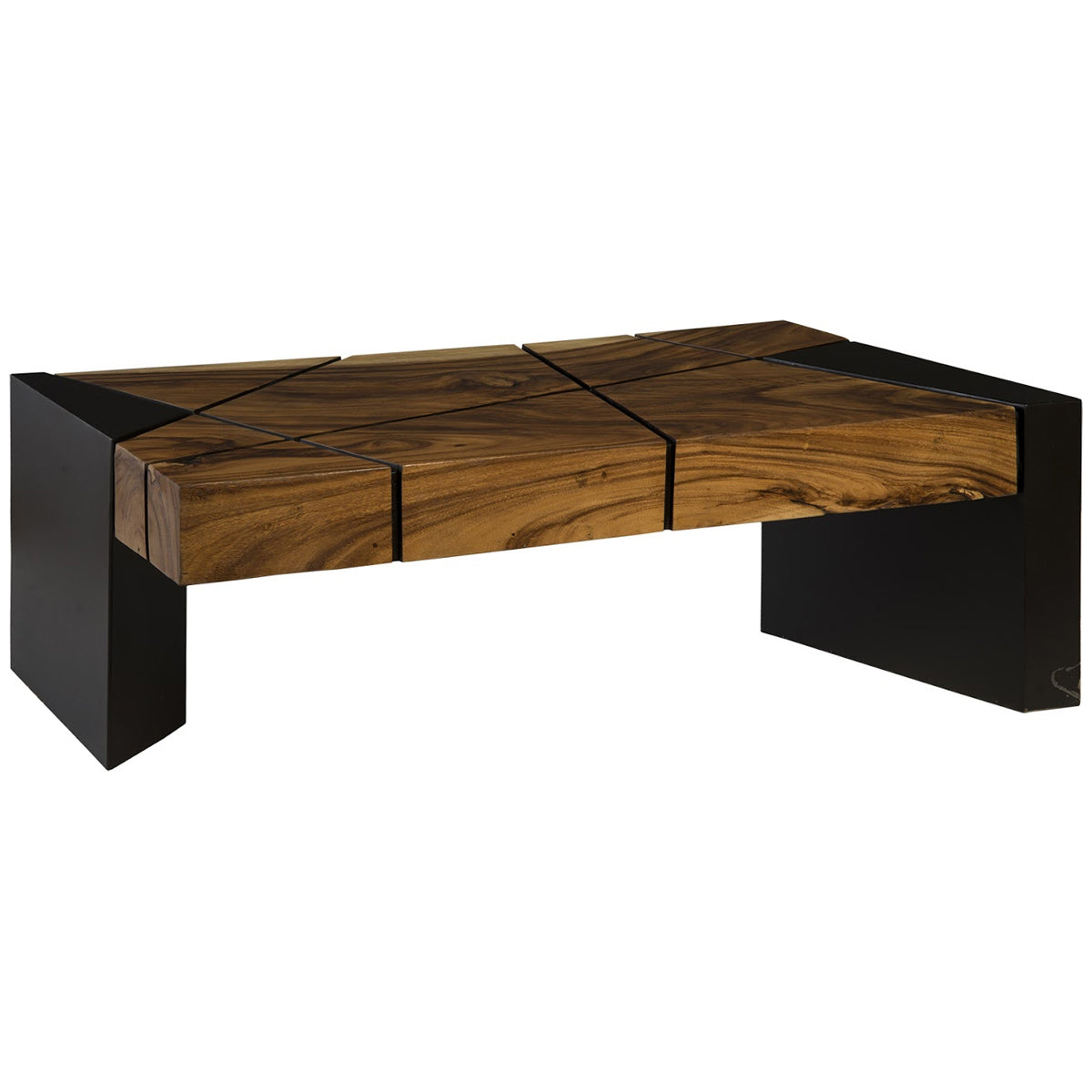 Phillips Collection Criss Cross Coffee Table on Black Iron Legs