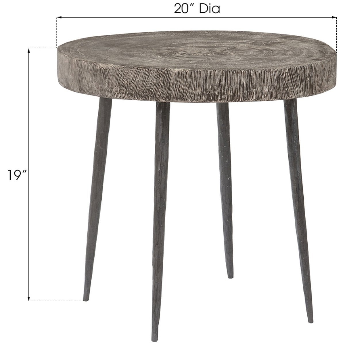 Phillips Collection Crosscut Gray Stone Side Table, Forged Legs