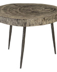 Phillips Collection Crosscut Gray Stone Side Table, Forged Legs