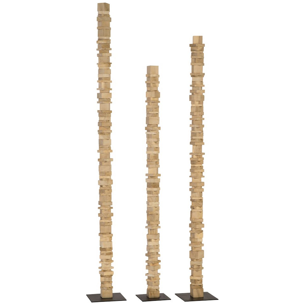 Phillips Collection Stacked Wood Floor Sculptures, 3-Piece Set