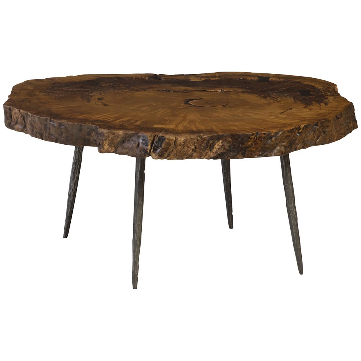 Phillips Collection Wood Coffee Table, Forged Legs