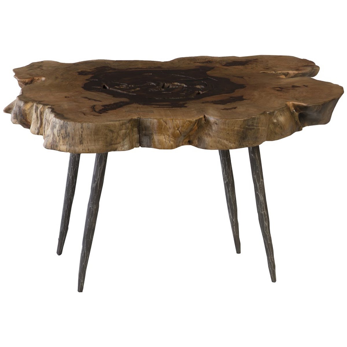 Phillips Collection Wood Coffee Table, Forged Legs