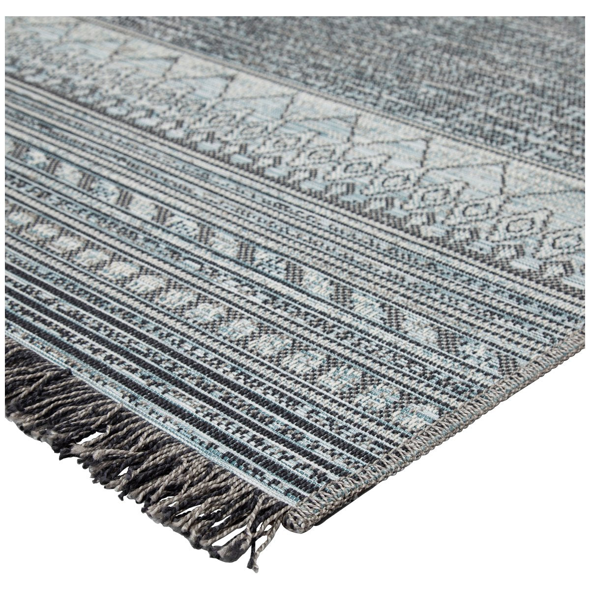 Jaipur Tikal Rao Border Geometric Gray Light Blue TKL07 Rug