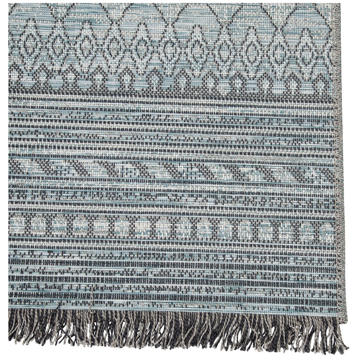 Jaipur Tikal Rao Border Geometric Gray Light Blue TKL07 Rug