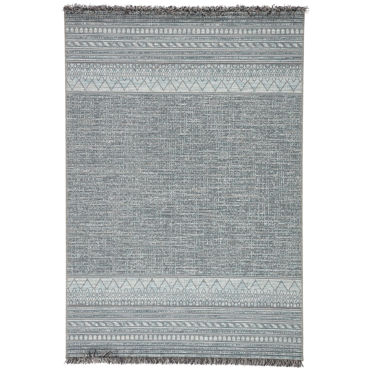 Jaipur Tikal Rao Border Geometric Gray Light Blue TKL07 Rug