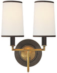 Visual Comfort Elkins Double Sconce with Linen Shade