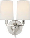 Visual Comfort Elkins Double Sconce with Linen Shade