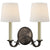 Visual Comfort Channing Double Sconce with Linen Shade