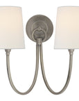 Visual Comfort Reed Double Sconce with Linen Shade