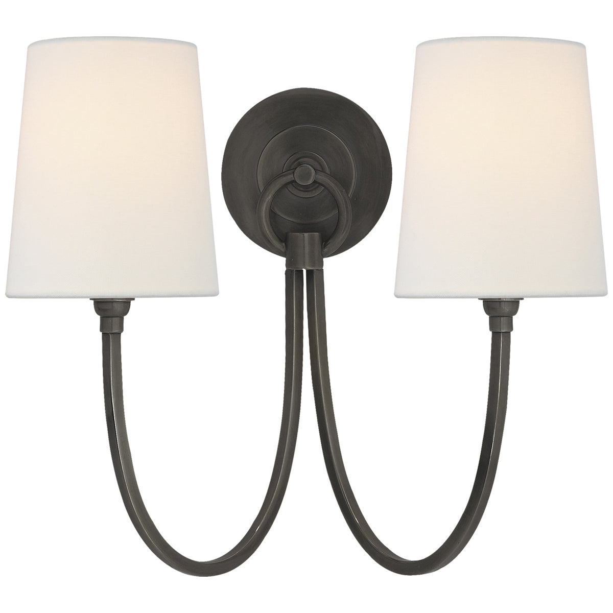 Visual Comfort Reed Double Sconce with Linen Shade