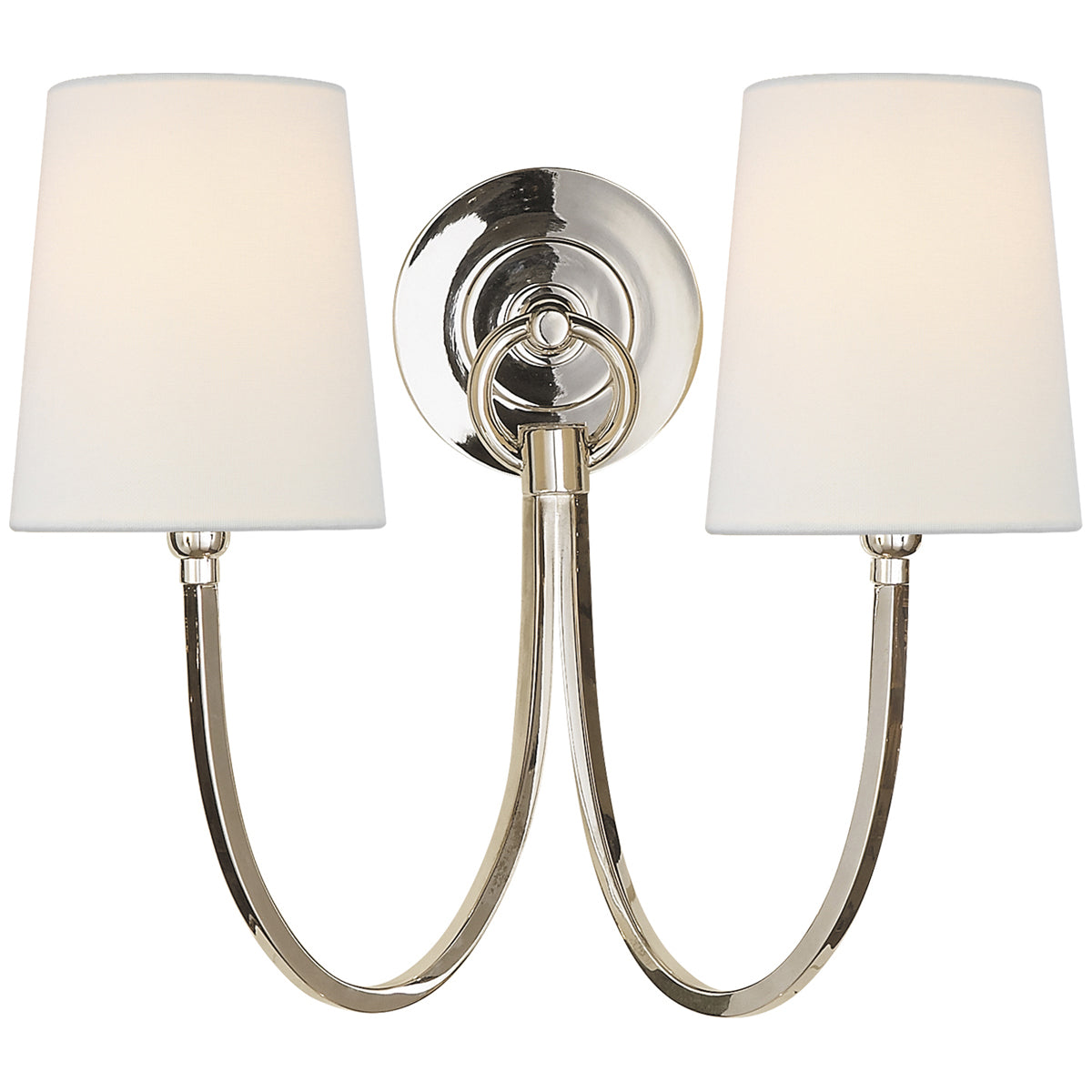 Visual Comfort Reed Double Sconce with Linen Shade