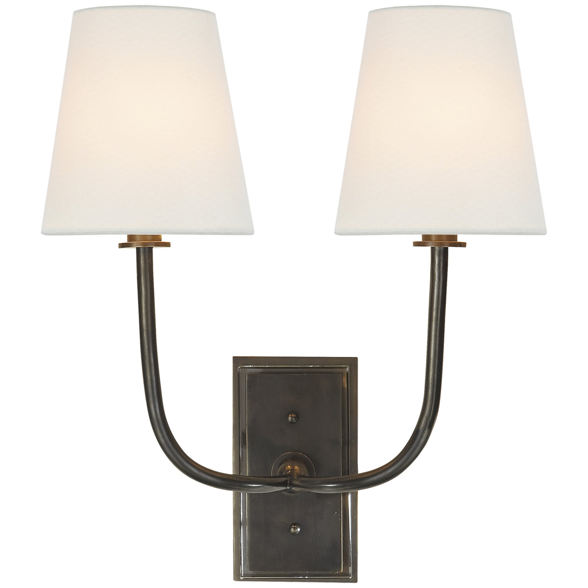 Visual Comfort Hulton Double Sconce with Linen Shade