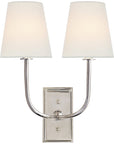 Visual Comfort Hulton Double Sconce with Linen Shade