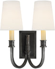 Visual Comfort Modern Library Double Sconce with Linen Shade