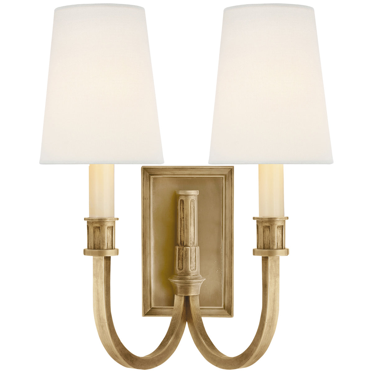 Visual Comfort Modern Library Double Sconce with Linen Shade