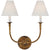 Visual Comfort Piaf Double Sconce with Linen Shade