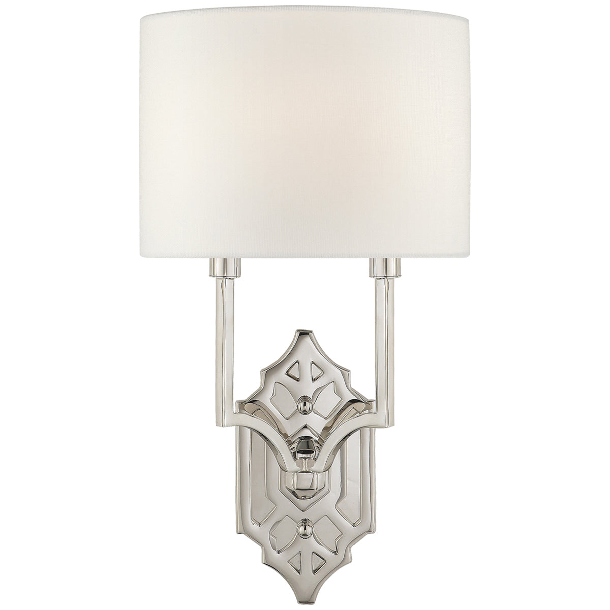 Visual Comfort Silhouette Fretwork Sconce with Linen Shade