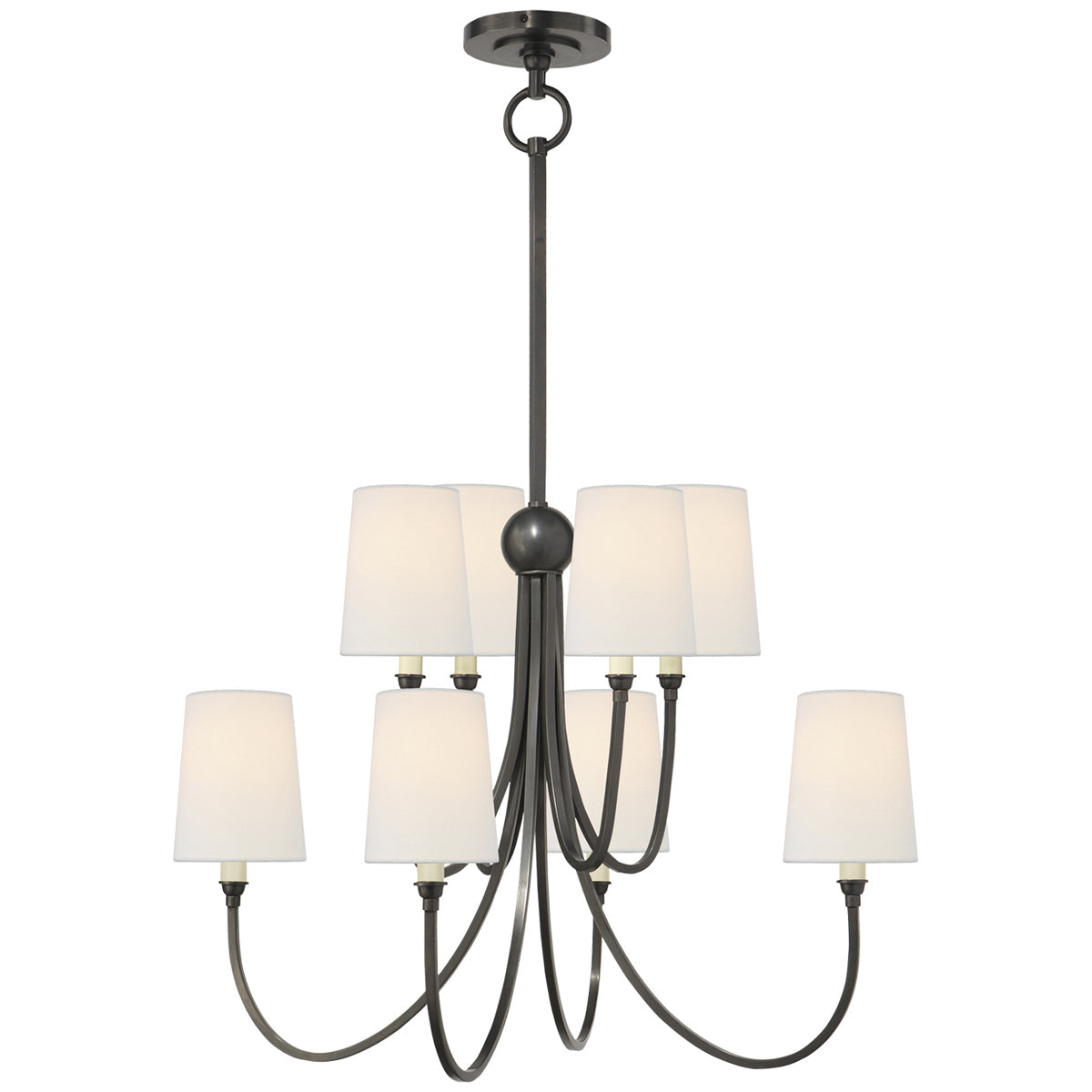 Visual Comfort Reed Large Chandelier with Linen Shades