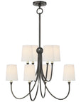 Visual Comfort Reed Large Chandelier with Linen Shades