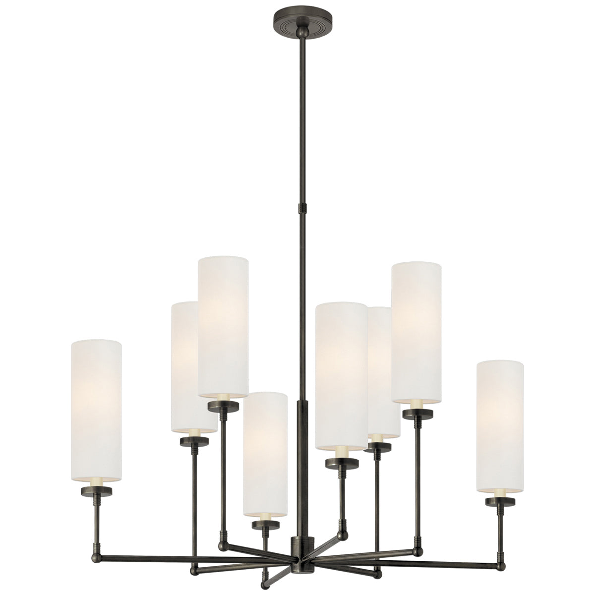 Visual Comfort Ziyi Large Chandelier with Linen Shades