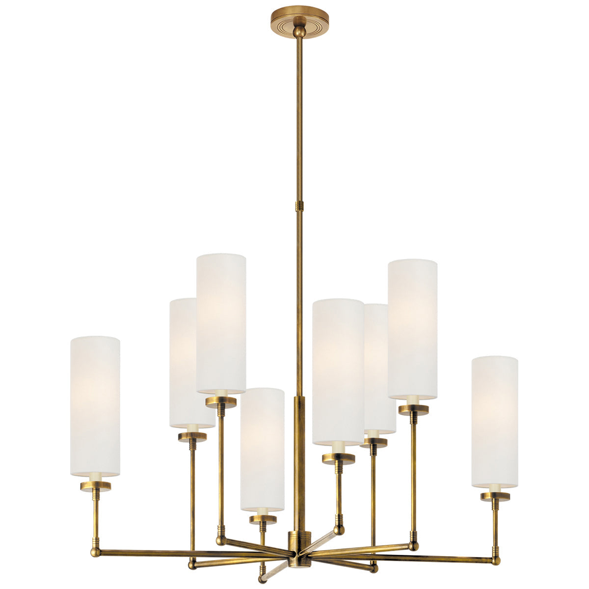 Visual Comfort Ziyi Large Chandelier with Linen Shades