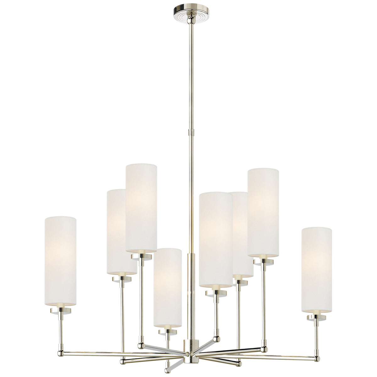 Visual Comfort Ziyi Large Chandelier with Linen Shades