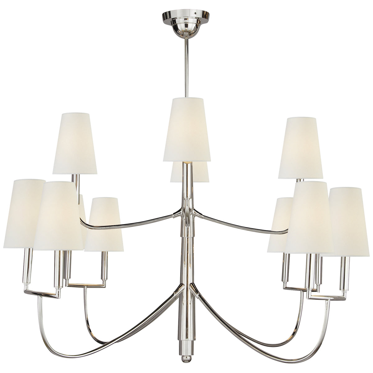 Visual Comfort Farlane Large Chandelier with Linen Shades