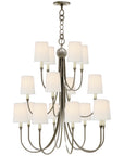 Visual Comfort Reed Extra Large Chandelier with Linen Shades