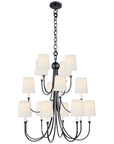 Visual Comfort Reed Extra Large Chandelier with Linen Shades