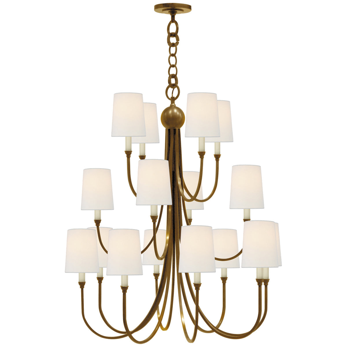 Visual Comfort Reed Extra Large Chandelier with Linen Shades