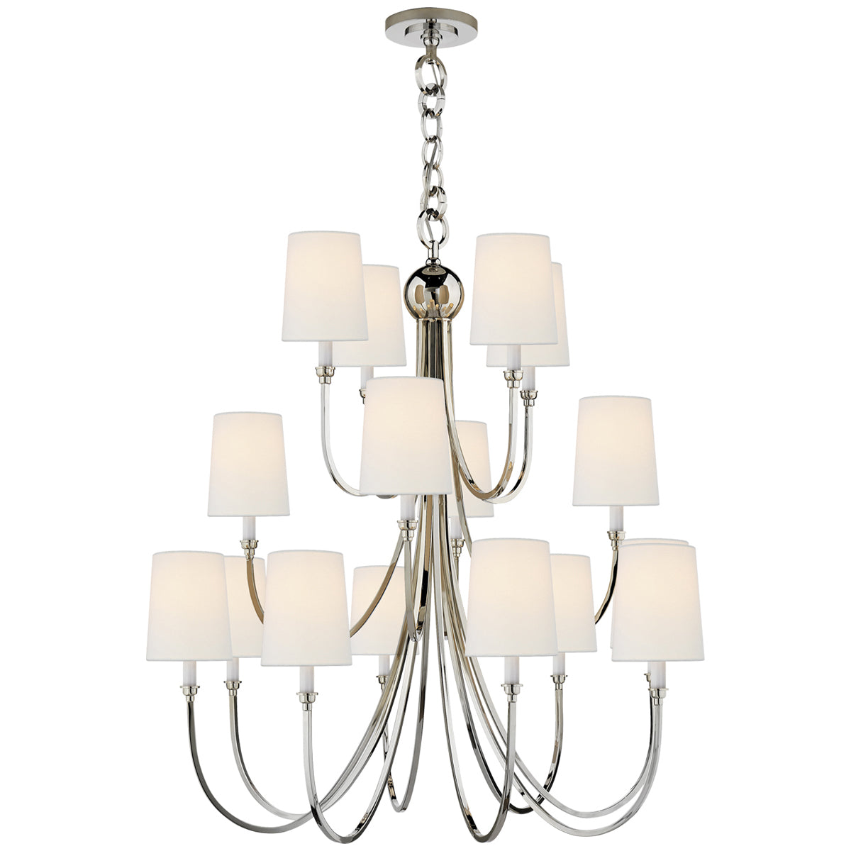 Visual Comfort Reed Extra Large Chandelier with Linen Shades