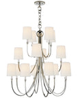 Visual Comfort Reed Extra Large Chandelier with Linen Shades