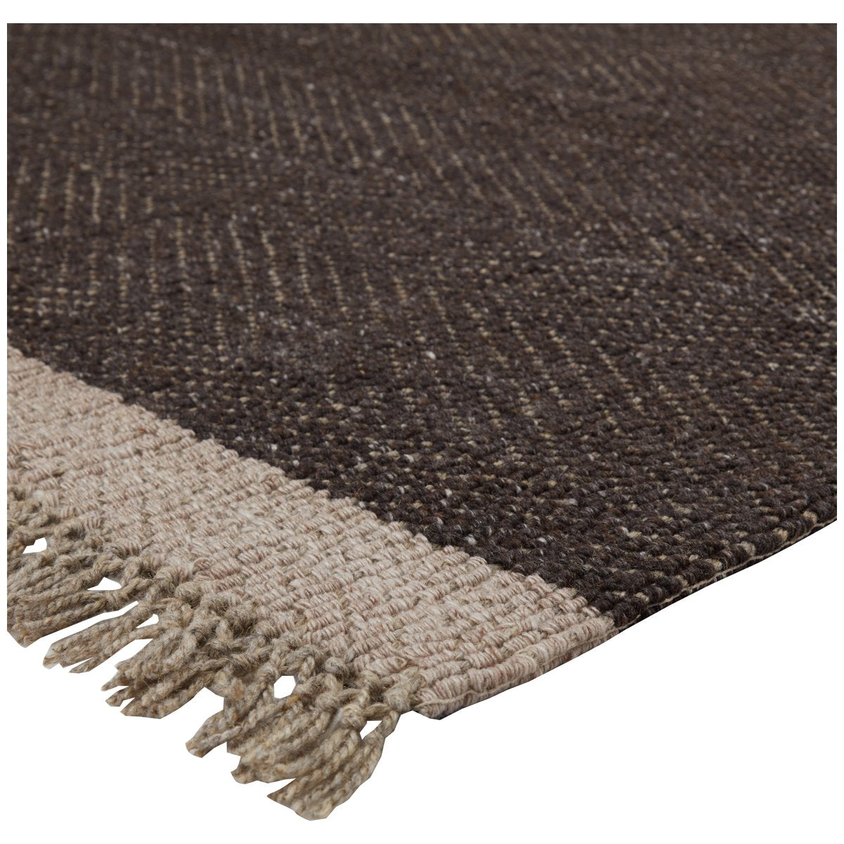 Jaipur The Weekend Sunday Border Solid Dark Gray Beige TWK02 Rug