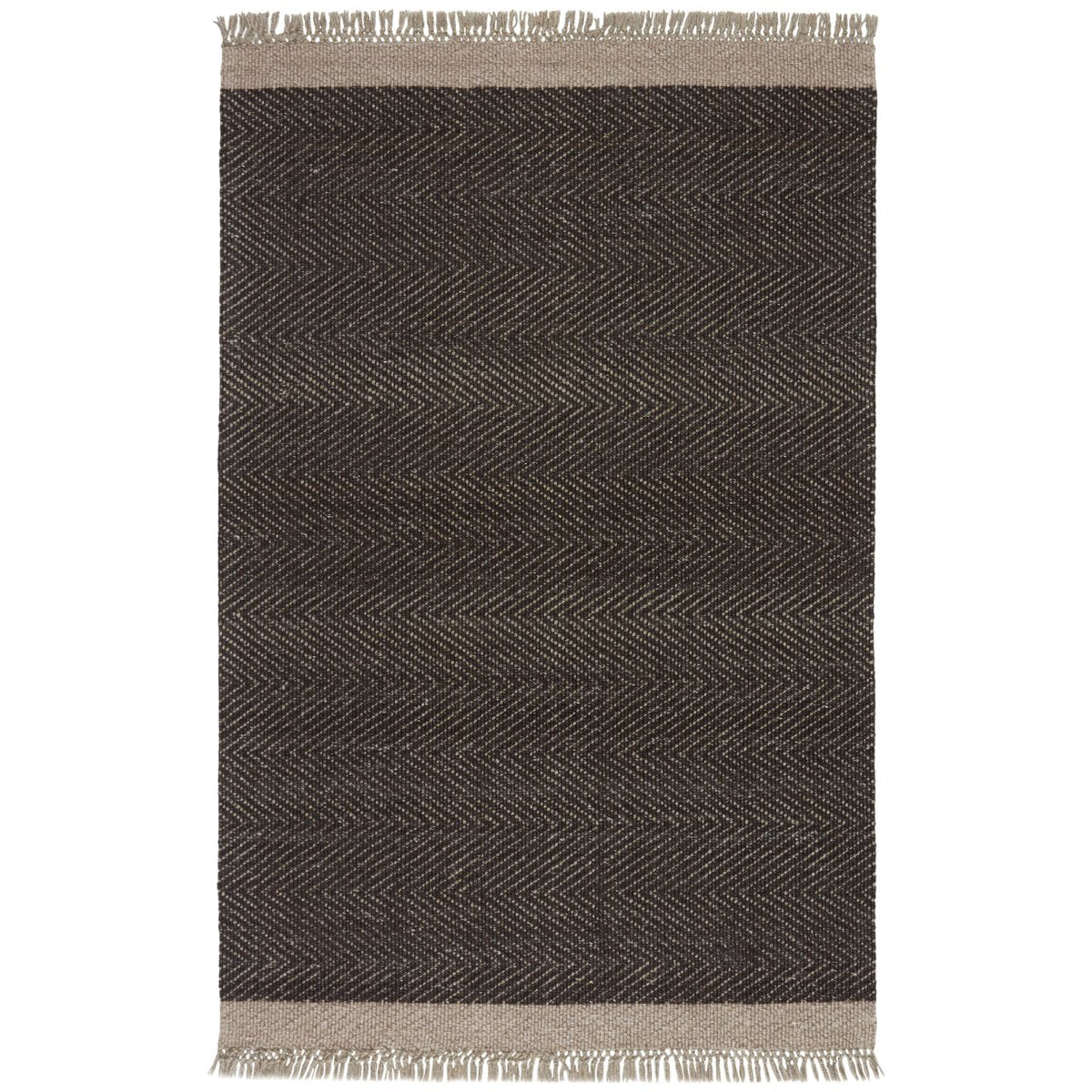 Jaipur The Weekend Sunday Border Solid Dark Gray Beige TWK02 Rug