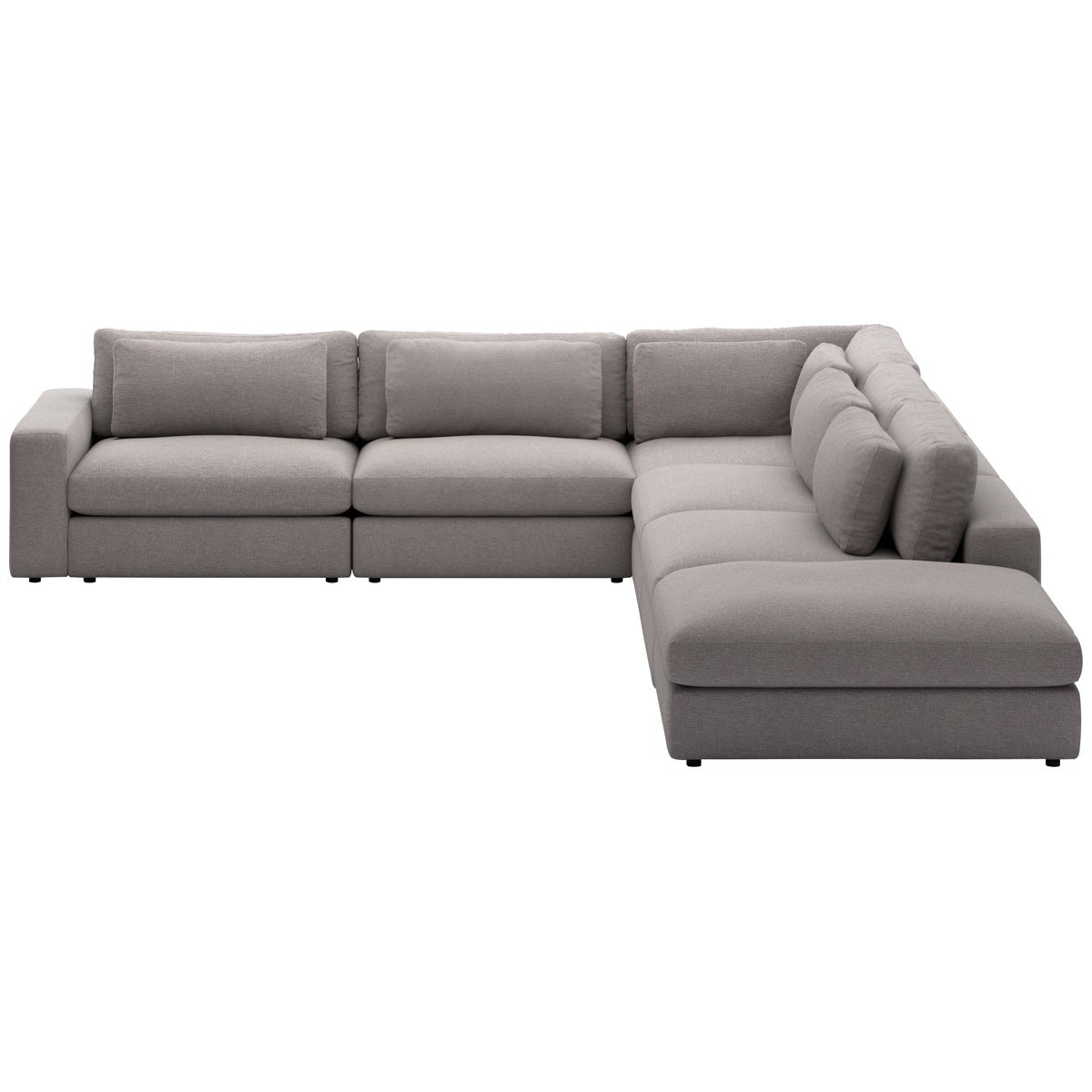 Four Hands Atelier Bloor 5-Piece Pewter RAF Sectional with Ottoman