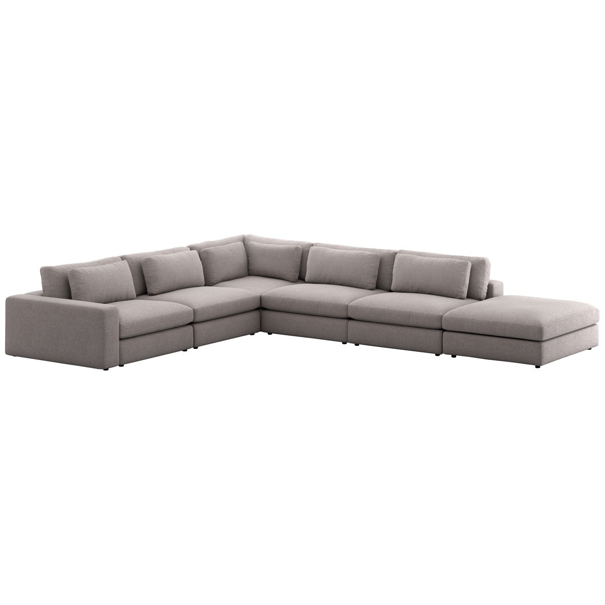 Four Hands Atelier Bloor 5-Piece Pewter RAF Sectional with Ottoman